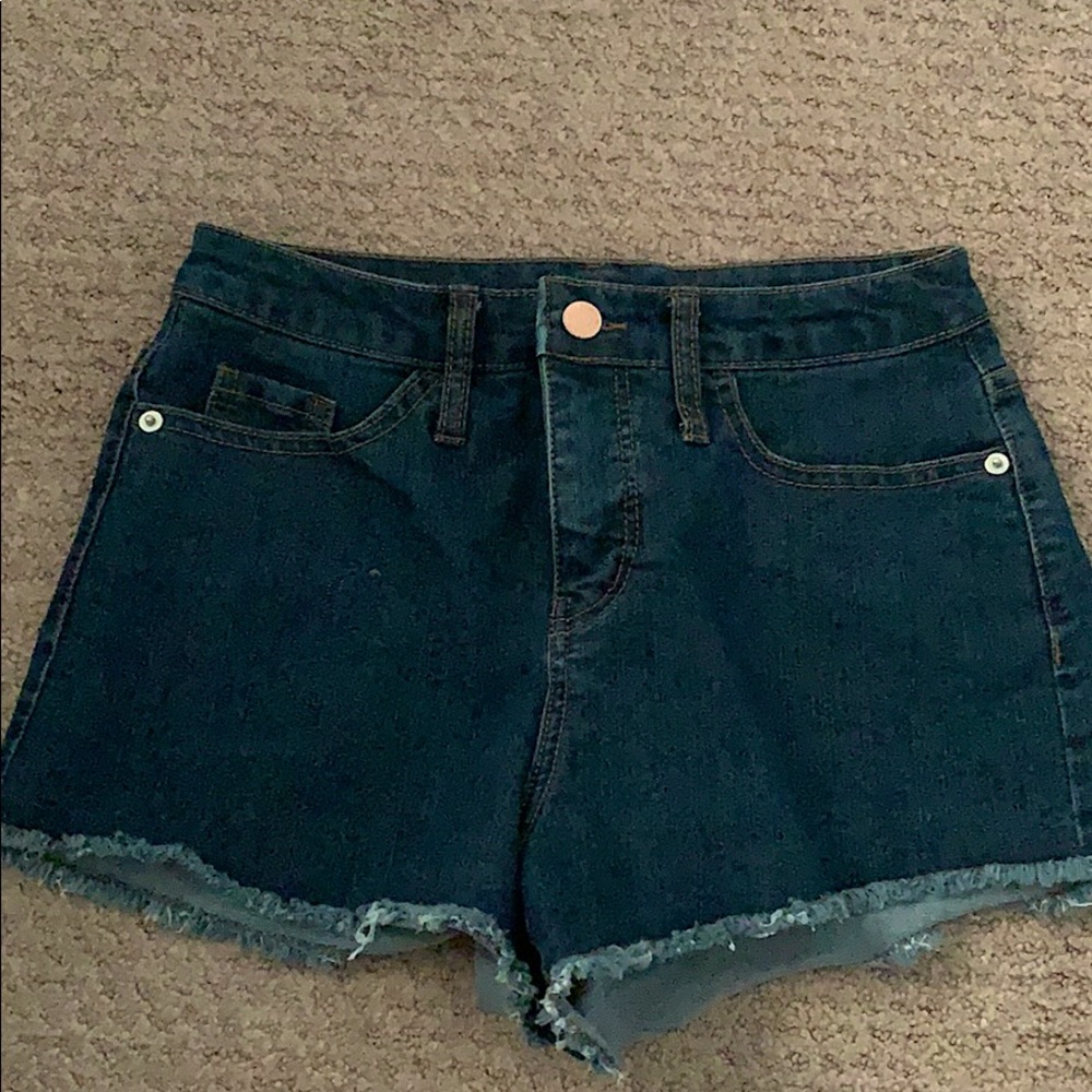 high rise denim shorts